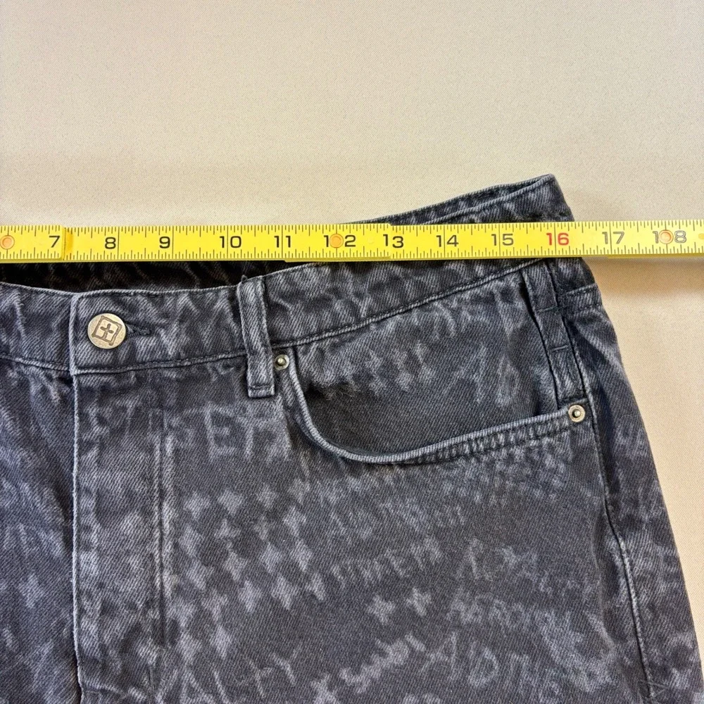 Ksubi Anti K Heroism Jeans Men's 34x30 Black Relaxed All Over Print Gaphic Denim